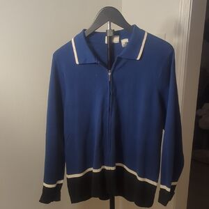 Liz Claiborne Blue and Black Zip Up Sweater